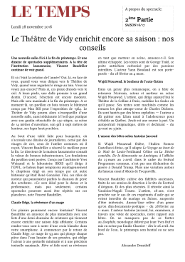 Le Théâtre de Vidy enrichit encore sa saison : nos conseils