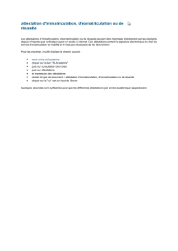 attestation d`immatriculation, d`exmatriculation ou de r&eacute;ussite