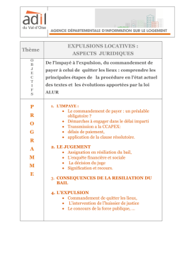 Thème EXPULSIONS LOCATIVES : ASPECTS JURIDIQUES