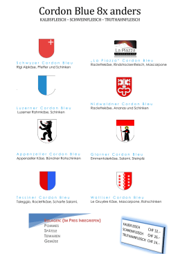 Cordon Bleu Karte - beim Restaurant La Piazza