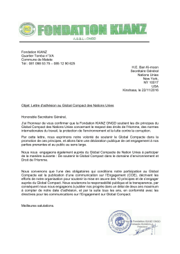 Fondation KIANZ Quartier Tomba n&deg;3/A Commune de Matete T&eacute;l
