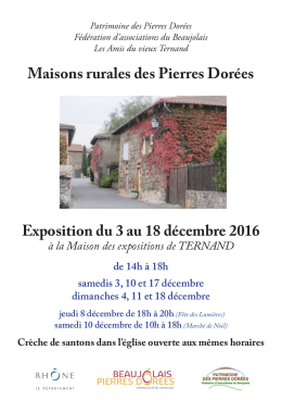 Exposition du 3 au 18 décembre 2016 Maisons rurales des