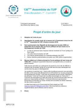 136 Assembl&eacute;e de l`UIP Projet d`ordre du jour