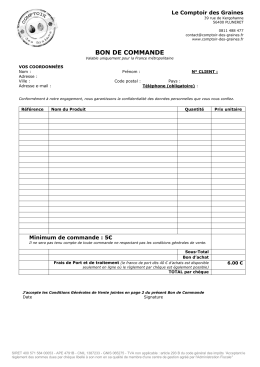 bon de commande - Comptoir des graines