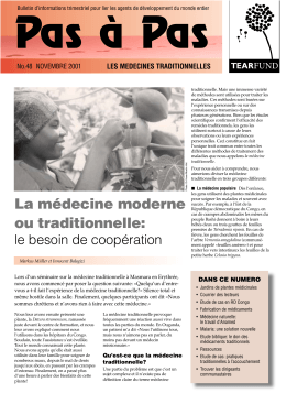 La M&eacute;decine traditionnelle et la m&eacute;decine moderne