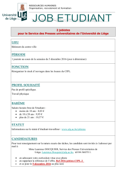 1 jobiste pour le Service des Presses