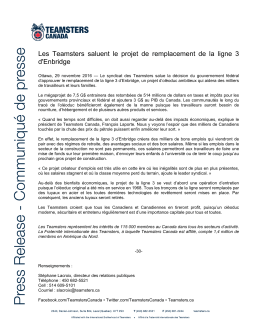 Les Teamsters saluent le projet de remplacement