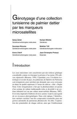 Génotypage d`une collection tunisienne de palmier dattier par les