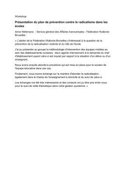 Résumé de l`atelier - Fédération Wallonie