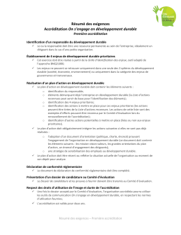 R&eacute;sum&eacute; des exigences Accr&eacute;ditation On s`engage en