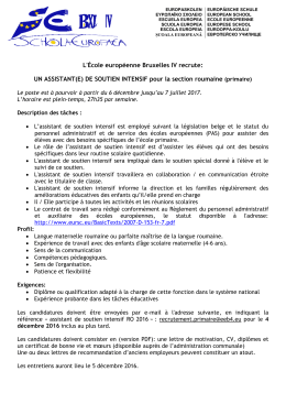 Assistant de soutien intensif (section RO)