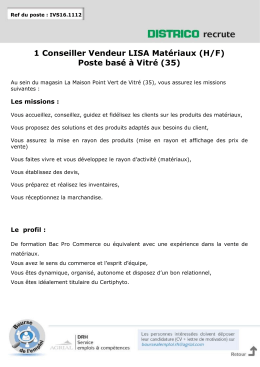 1 Conseiller Vendeur LISA Mat&eacute;riaux (H/F) Poste bas&eacute; &agrave;