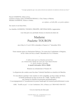TOURON Paulette FP - Funérailles debroux
