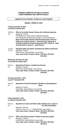 STANDING COMMITTEE ON PUBLIC ACCOUNTS COMIT&Eacute;