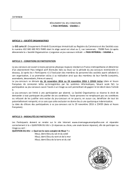 Règlement du jeu - Pass Intégral - Vaiana