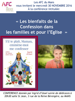 Mercredi 30 novembre, conférence sur "les