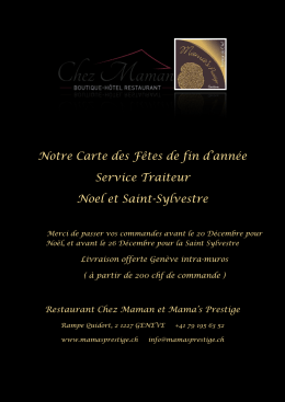 Notre Carte des Fêtes de fin d`année Service Traiteur Noel et Saint