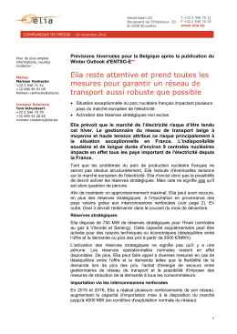 Elia reste attentive et prend toutes les mesures pour garantir un
