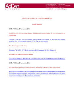 Lire l`actualité du 25 au 28 novembre 2016 - AdDen avocats