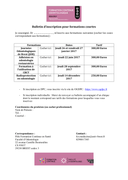 Bulletin d`inscription pour formations courtes