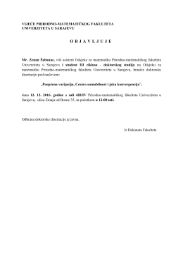 Obavijest odbrana doktorske disertacije Zenan Sabanac December
