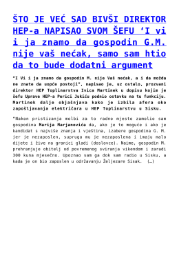 &Scaron;TO JE VEĆ SAD BIV&Scaron;I DIREKTOR HEP-a NAPISAO