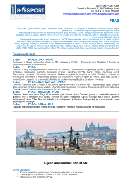 cijena KM319 po osobi 5 dana Češka Prag 26.10
