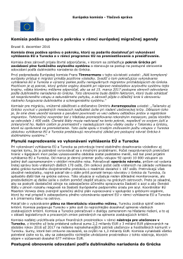 Komisia podáva správu o pokroku v rámci európskej