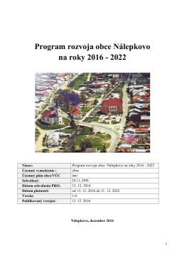 Program rozvoja obce Nálepkovo na roky 2016