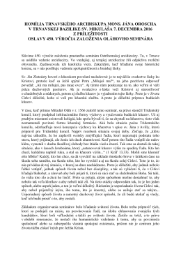homília trnavského arcibiskupa mons. jána oroscha v trnavskej