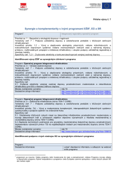 Príloha č. 7 Synergie a komplementarity s inými programami 121