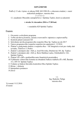 oznámenie - Spišská Teplica