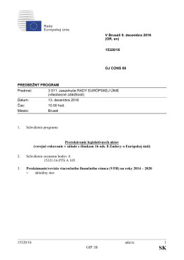 15320/16 ada/zc 1 GIP 1B 1. Schválenie programu Prerokúvanie