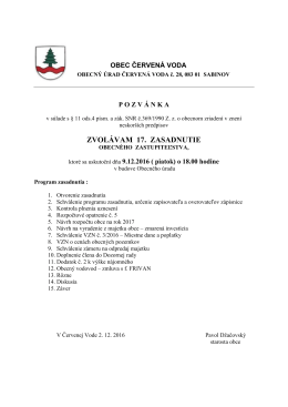 zvolávam 17. zasadnutie