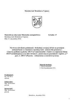 Návrh na schválenie podmienok OVS - nebytový priestor