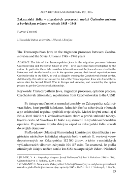 63 Zakarpatskí židia v migračných procesoch medzi