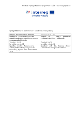 Príloha č. 9 Identifikácia oblasti podpory synergie a komplementarity