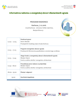 PROGRAM RADIONICE Karlovac, 7.12.2016.