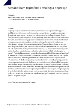 Metabolizam triptofana i etiologija depresije (PDF