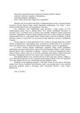 Uvod Preuzvi&scaron;eni Apostolski nuncije, draga braćo biskupi, prezbiteri