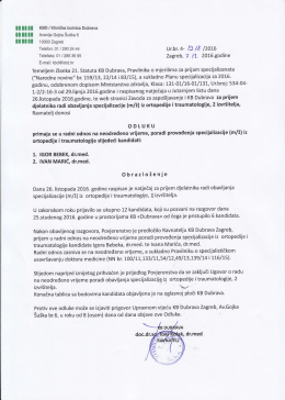 Odluka - Klinička bolnica Dubrava