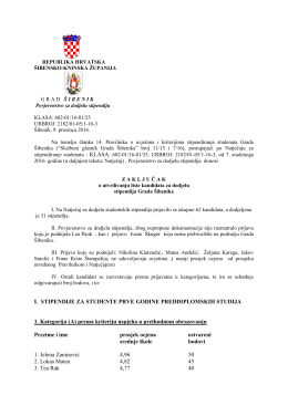 ZAKLJUČAK o utvrđivanju liste kandidata za dodjelu