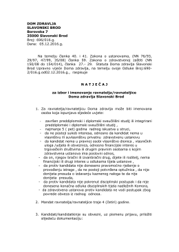Natječaj za izbor i imenovanje ravnatelja/ravnateljice Doma zdravlja
