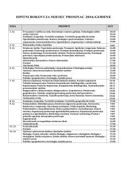 ISPITNI ROKOVI ZA MJESEC PROSINAC 2016.GODINE