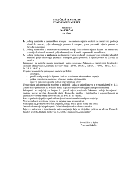SVEUČILI&Scaron;TE U SPLITU POMORSKI FAKULTET raspisuje