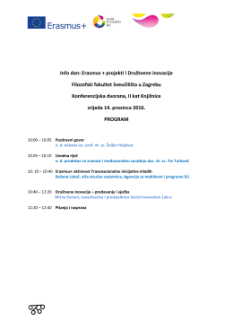 Info dan: Erasmus + projekti i Društvene inovacije Filozofski fakultet