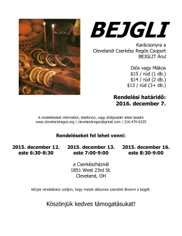 2016 kar&aacute;csonyi bejgli - Clevelandi Cserk&eacute;sz Reg&ouml;s Csoport