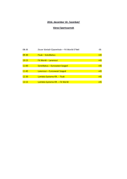 2016. december 10. /szombat/ Városi Sportcsarnok