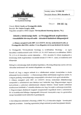 2016 DEC 0 8, Jelentés a köztársasági elnök