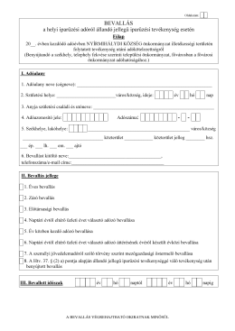 BEVALL&Aacute;S a helyi iparűz&eacute;si ad&oacute;r&oacute;l &aacute;lland&oacute; jellegű
